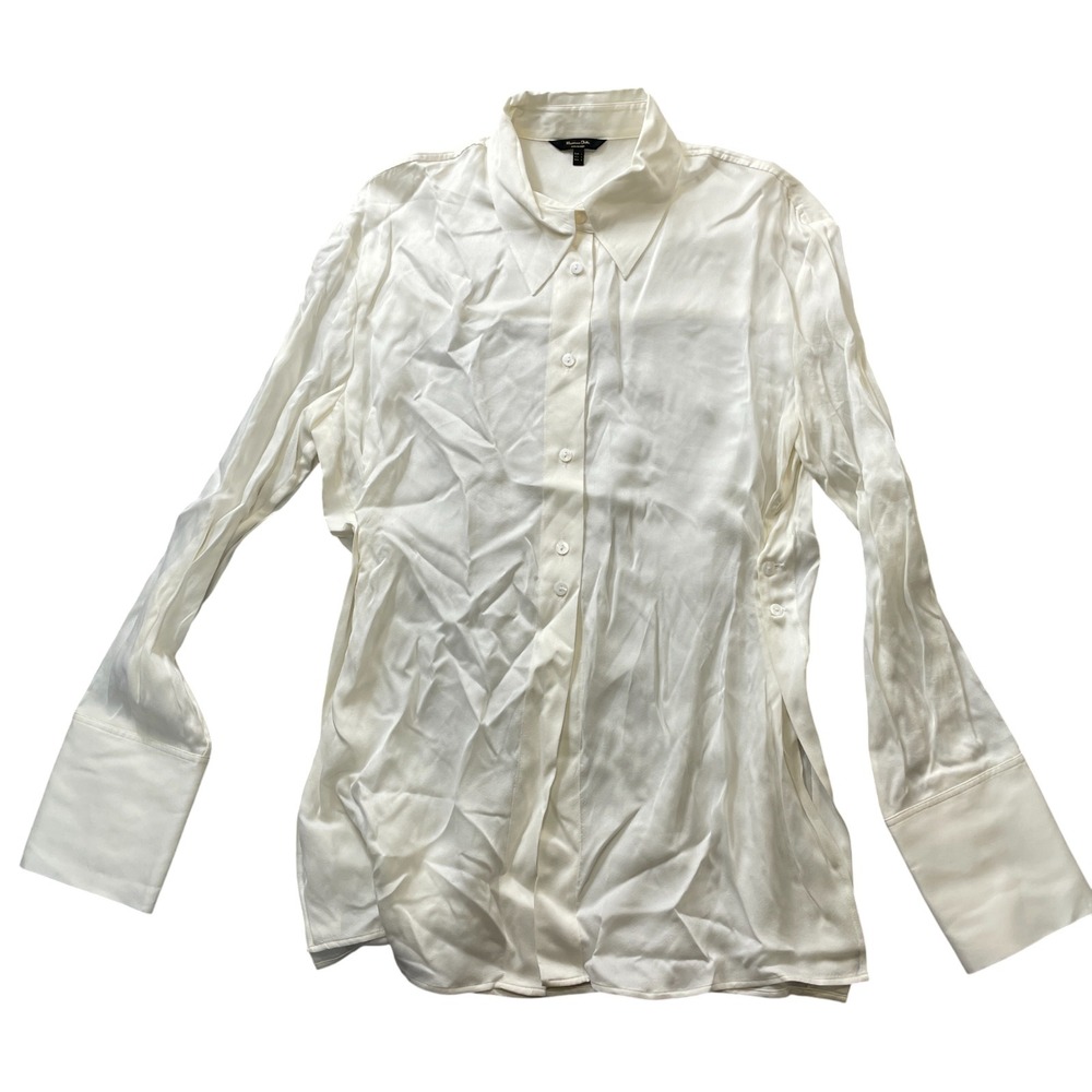 Massimo Dutti Large Women's Ivory‎ Blouse Long Sleeve French Cuff